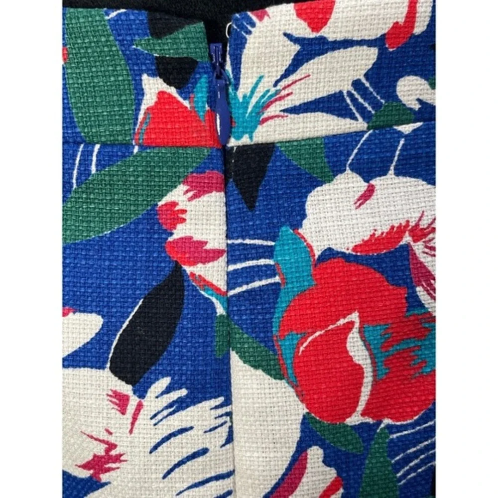 J. Crew Floral Pencil Skirt Blue Tropical Leaf Print coastal‎ office feminine